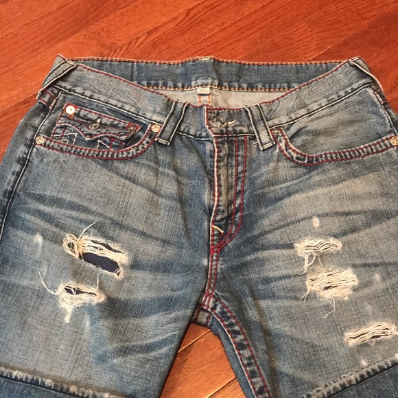 True Religion Straight Leg Distressed Denim Jeans - Picture 2 of 9